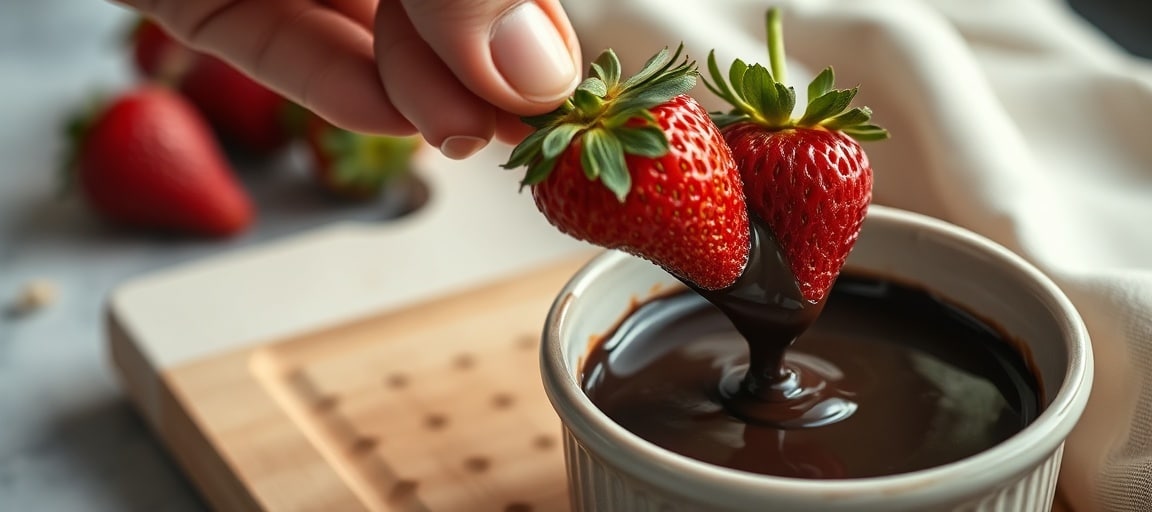 Technique : tremper les fruits dans le chocolat fondu
