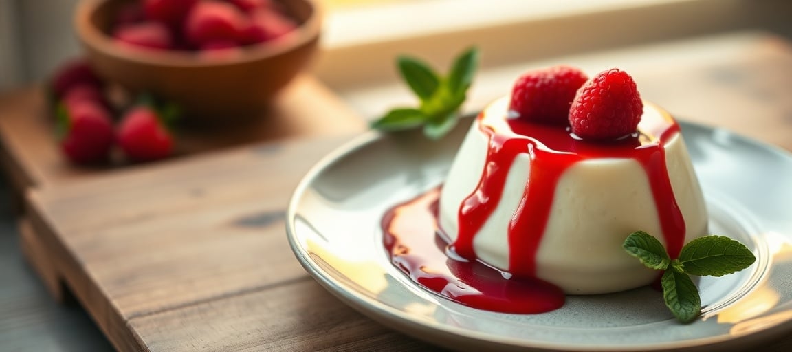R&eacute;sultat final : panna cotta garnie et d&eacute;gustation