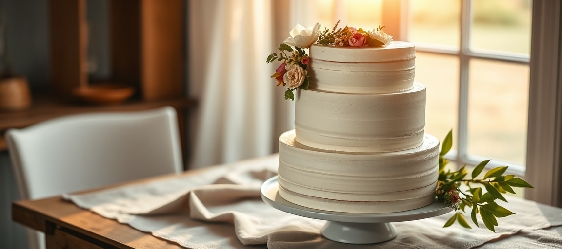 Le r&eacute;sultat final : wedding cake garni et d&eacute;cor&eacute;
