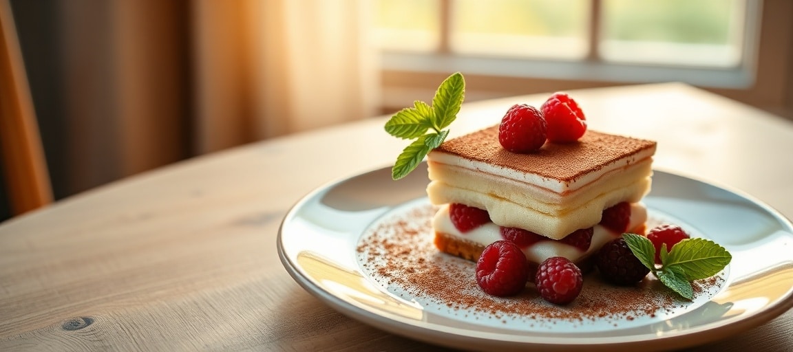 Le tiramisu aux fruits rouges pr&ecirc;t &agrave; d&eacute;guster