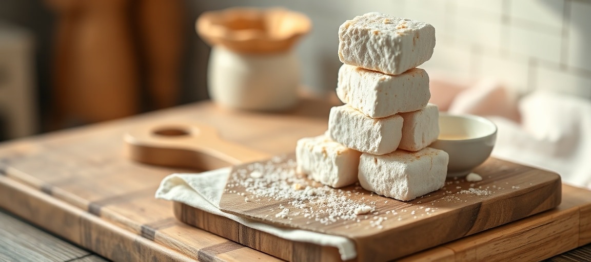 Guimauve maison pr&ecirc;te &agrave; d&eacute;guster