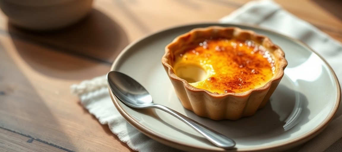 Cr&egrave;me br&ucirc;l&eacute;e termin&eacute;e et servie